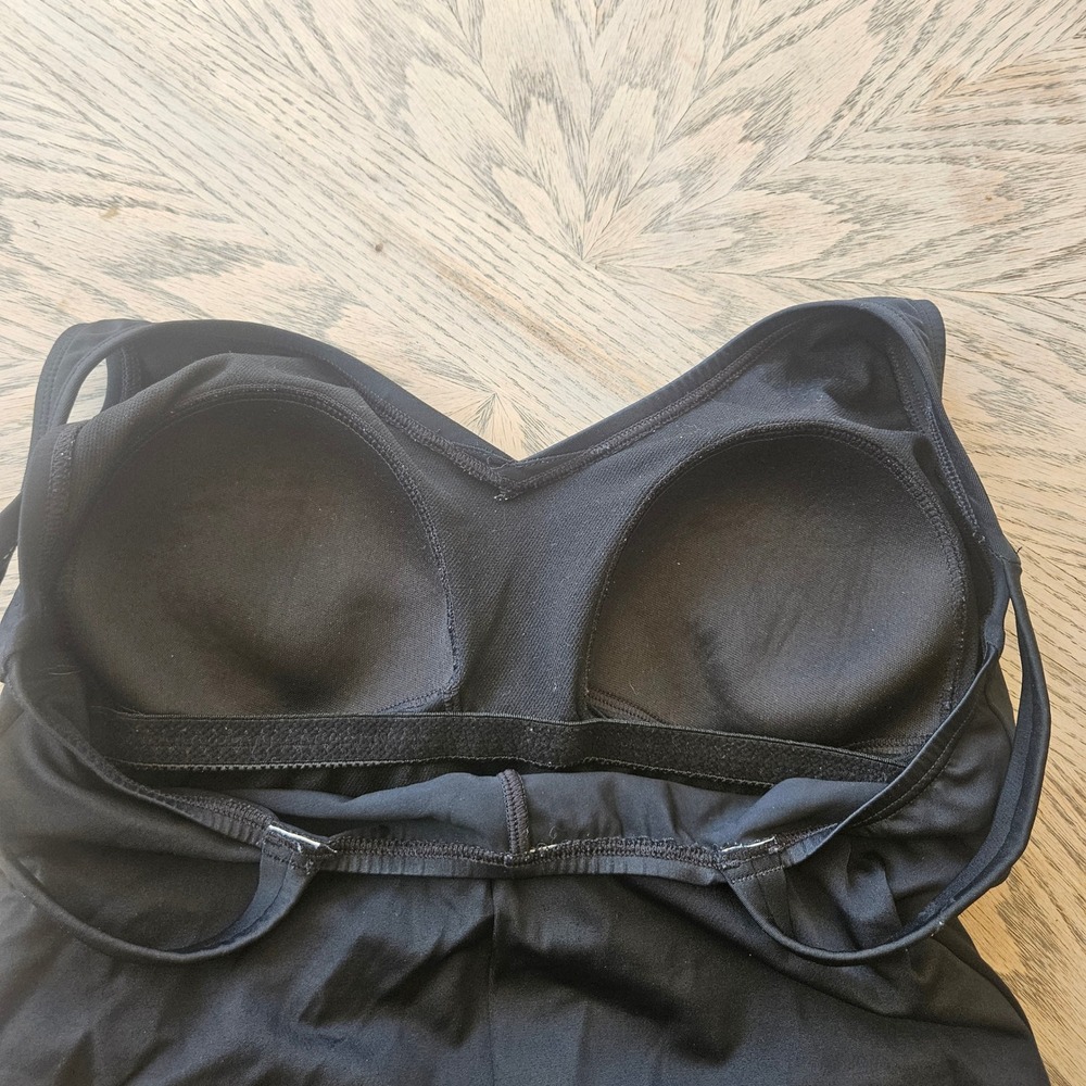 Speedo One Piece Swimsuit Women Size 12 Black Ruched V-Neck Athletic Swimwear - Picture 5 of 6